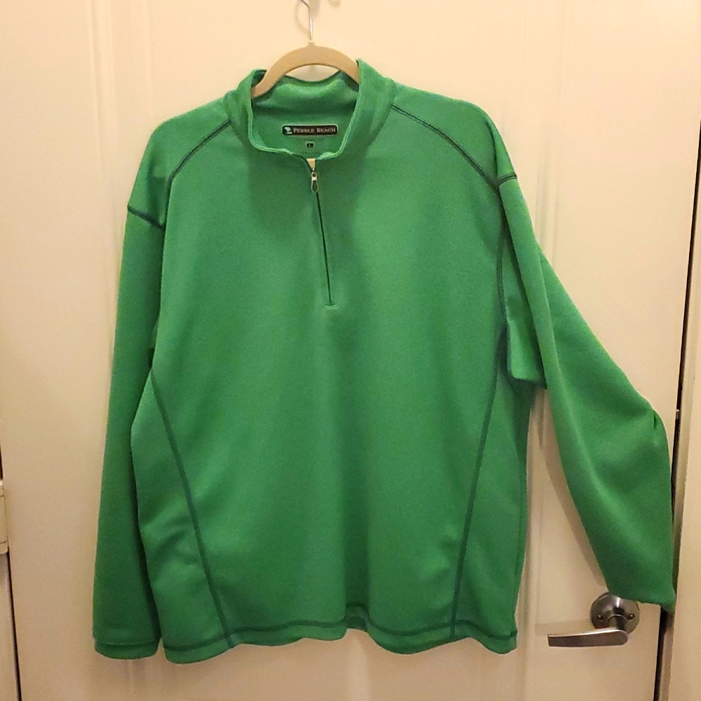 Pebble Beach Men's Green 1/4 Zip Pullover Sweater